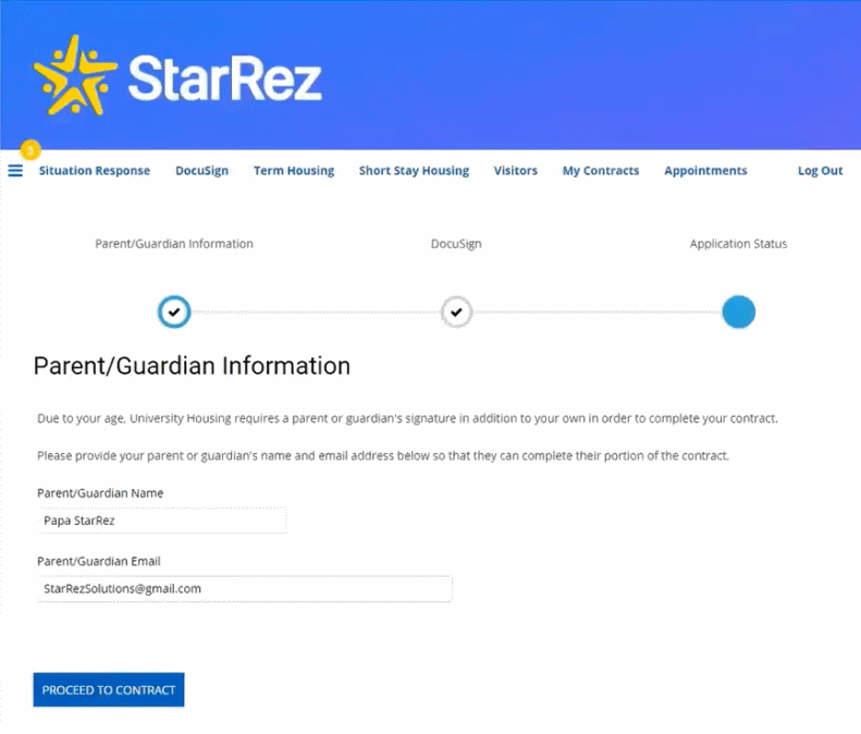 Collecting parent/guardian information in StarRez