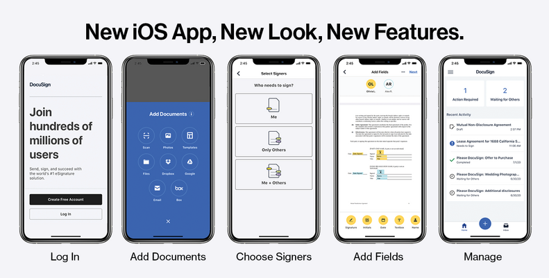 Application mobile DocuSign eSignature disponible dans Appstore pour iPhone et Google Play pour Android
