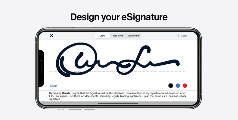 Signature via DocuSign eSignature dans l'app mobile disponible dans l'Appstore Apple et Google Play Store pour Android