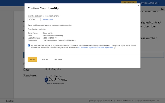 DocuSign confirm your identity screencap