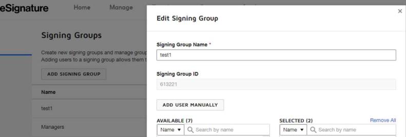 Getting a signingGroupId from the DocuSign web app