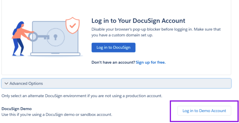 Salesforce: Log in to your DocuSign account