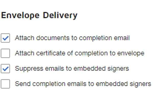 Envelope Delivery options