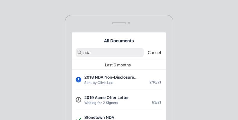 Search in DocuSign mobile app