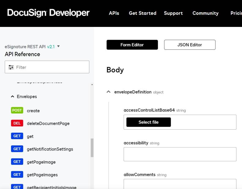 API Explorer version 3, release 2: Form Editor button
