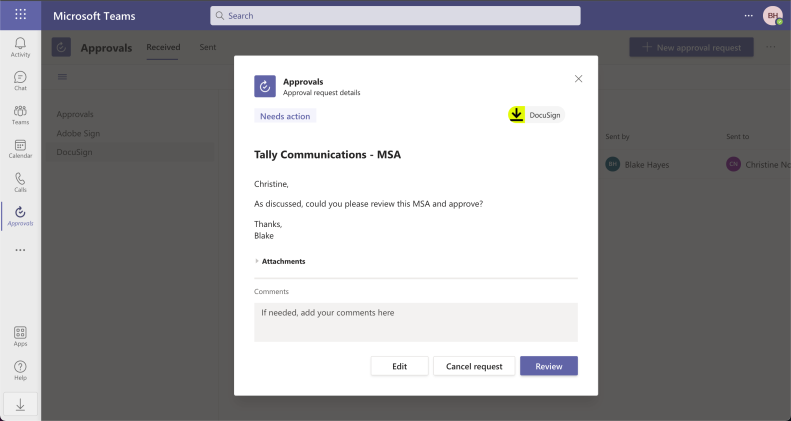 Microsoft Teams approval request 