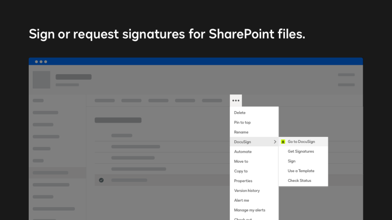 Sign and request signatures for Sharepoint files