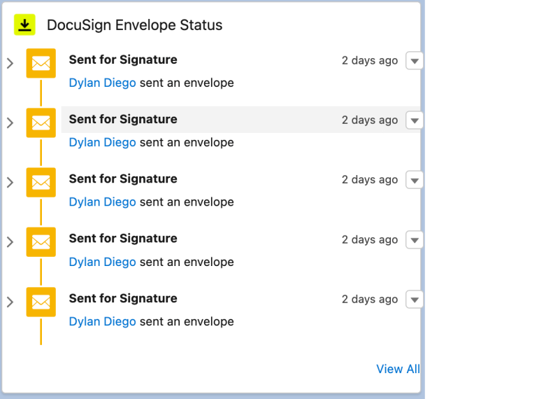 DocuSign Envelope Status component