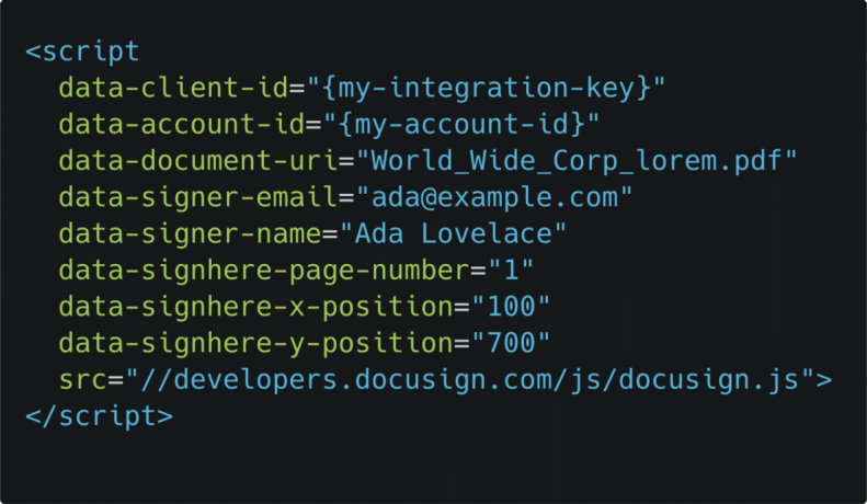 Sample DocuSign.js script