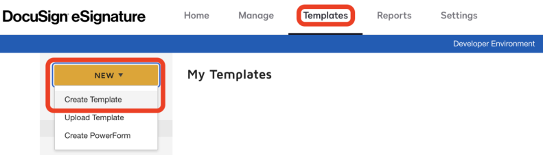 Creating a new DocuSign template
