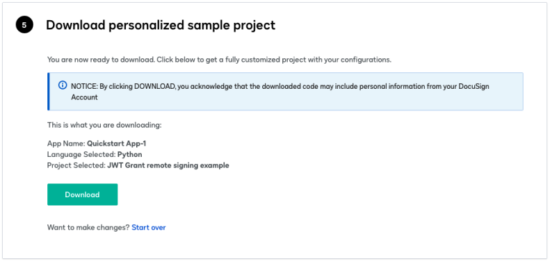 Quickstart step 5: Download the project