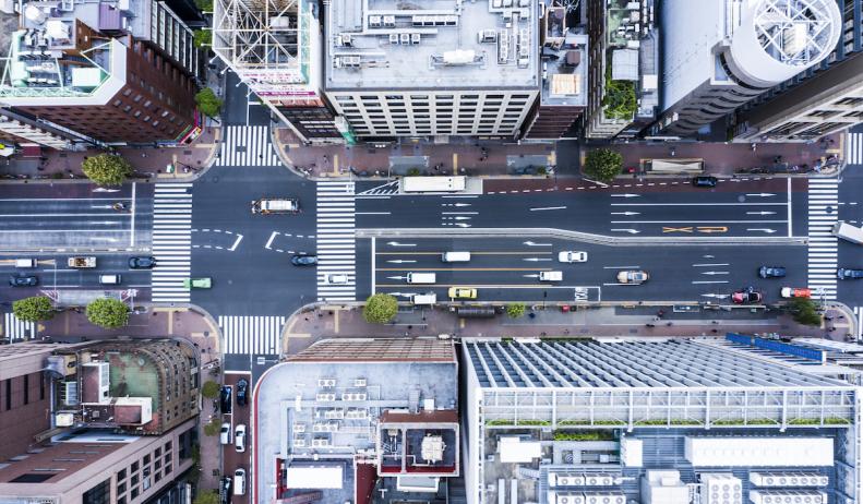 上空から撮影した東京のビジネス街