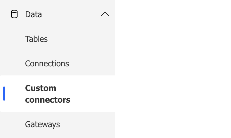 On the left menu, select Data > Custom connectors