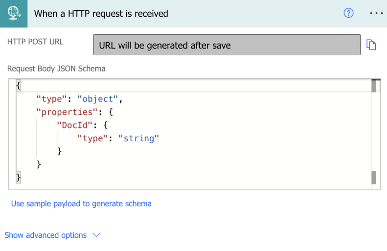 Workflow step for when an HTTP request is received