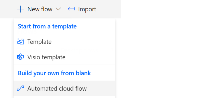 Creating a new automated cloud flow