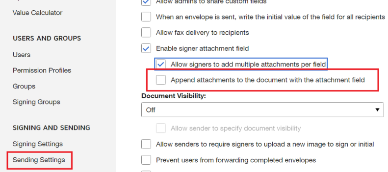Append attachments to the document with the attachment field