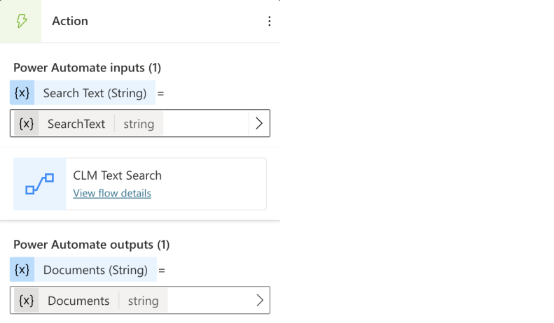Configuring the flow to take the SearchText variable as input
