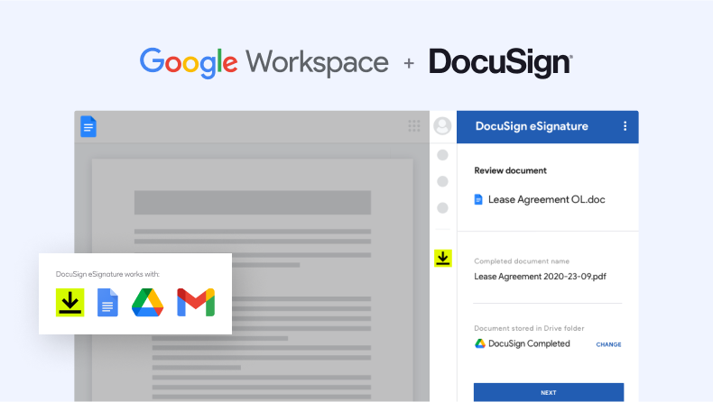 Google Workspace + DocuSign screenshot