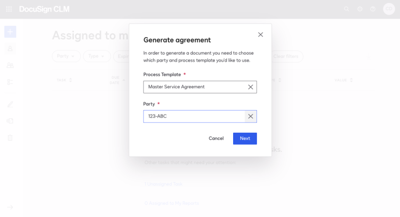 Step 2: Select a template and recipients