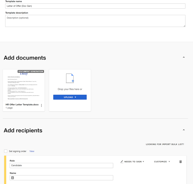 Adding the template to your DocuSign account
