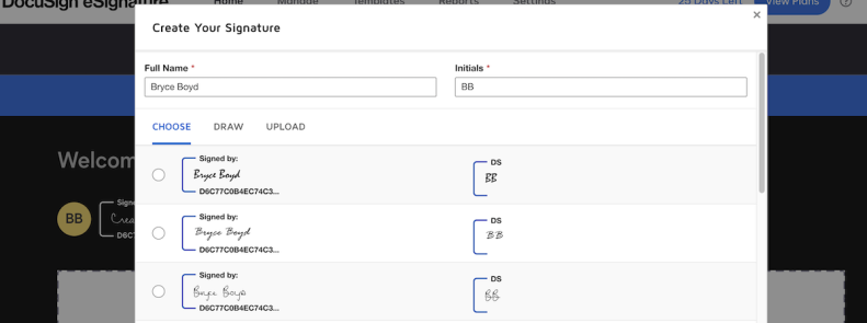 Screenshot of Customize your signature and profile information