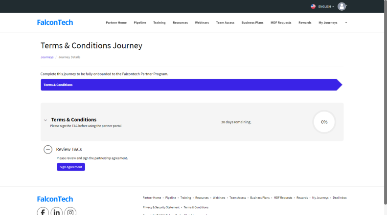 Figure 1: Magentrix’s Terms & Conditions step within the Journey Tracker