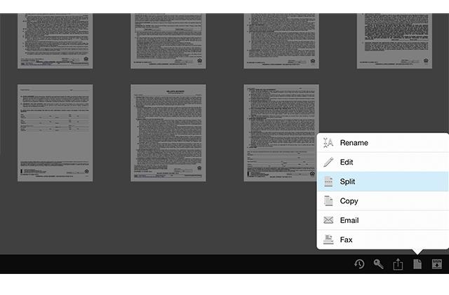 PDF editor menu to split a PDF into multiple documents