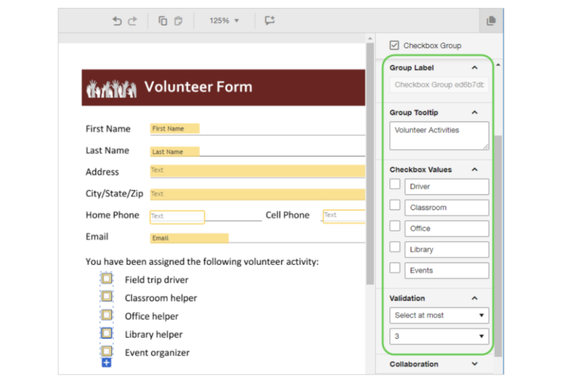 Using Checkboxes in DocuSign forms