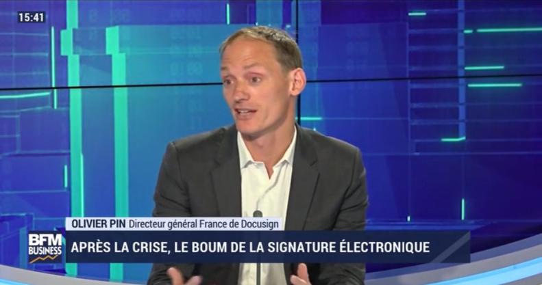 interview Olivier Pin, directeur général de DocuSign France, à propos de la signature électronique sur le plateau de BFM Business
