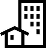 House and tall building icon