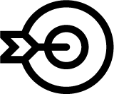Arrow in the bullseye of a target icon