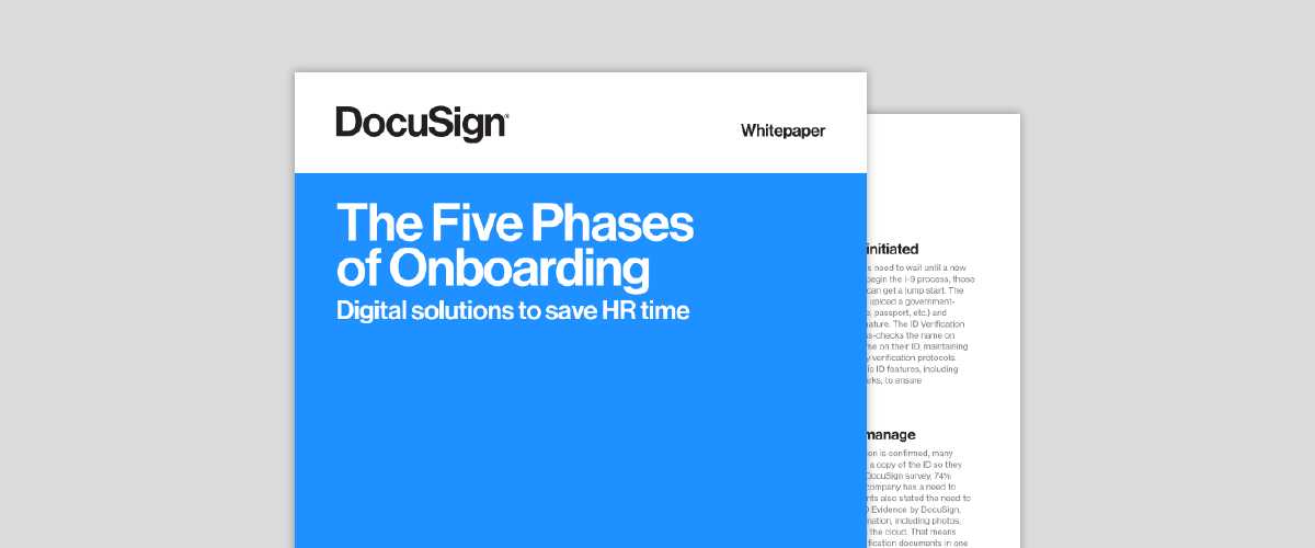 Image of DocuSign’s 5 Phases of Onboarding paper.